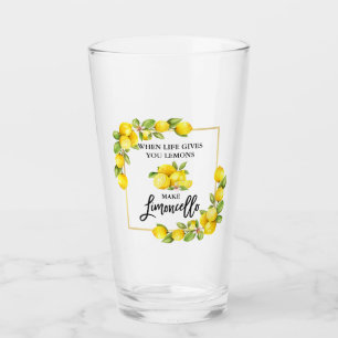 Brush Script Watercolor Lemons Limoncello Glass