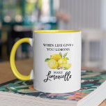 Brush Script Watercolor Lemons Limoncello Yellow Mug<br><div class="desc">Modern Brush Script Watercolor Lemons When Life Gives You Lemons Make Limoncello Mug</div>