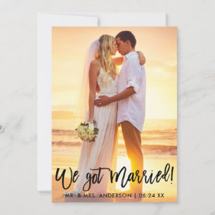 Brush Script We Got Married Celebration Invite Blk