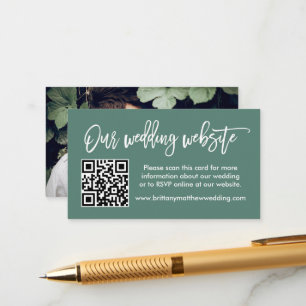 Brush Script Website QR Photo Eucalyptus Green Enclosure Card