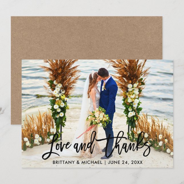 Brush Script | Wedding Love and Thanks Kraft Card (Front/Back)