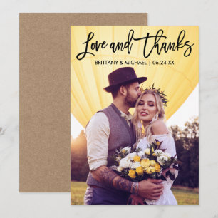 Brush Script Wedding Photo Kraft Thank You Card B