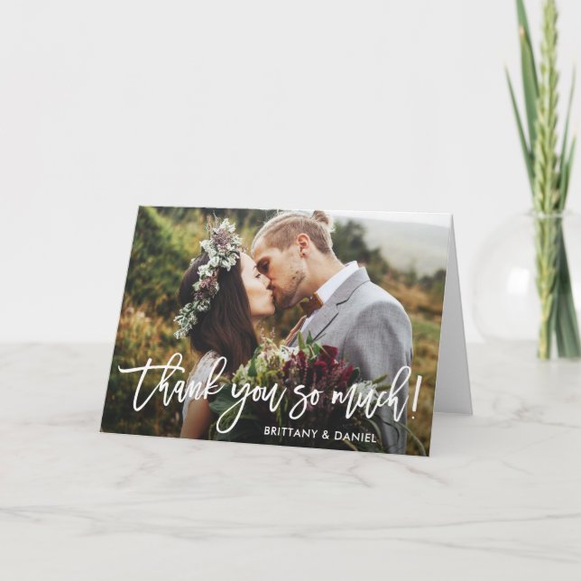 Brush Script Wedding Thank You So Much Wht Fold Card (Front)