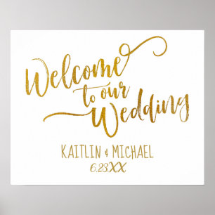 Brush Script Wedding Welcome Sign (Faux Foil)