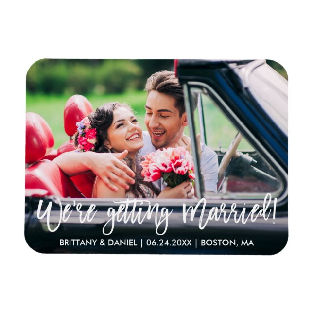 Brush Script We're Getting Married Save the Date Magnet (Horizontal)