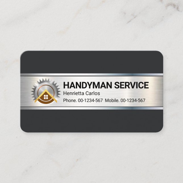 Brush Silver Metal Plate For Handyman Business Card (Front)