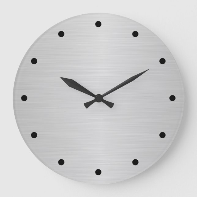 Brush SIlver Metallic Large Clock (Front)