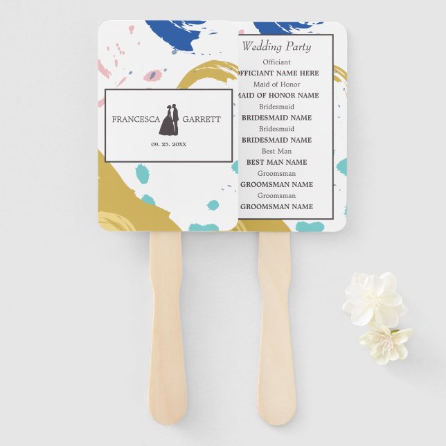 Brush Stroke And Silhouette Hand Fan (Front and Back)