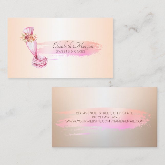  Brush Stroke  Bakery Tool Piping Bag Flowers Business Card (Front/Back)