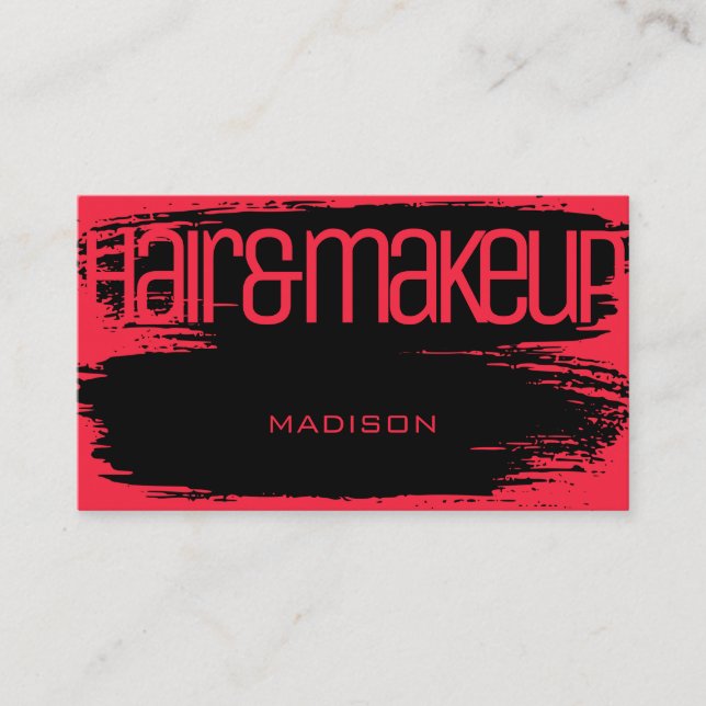 Brush Stroke Bright Pink Glamourous Luxury Beauty Business Card (Front)