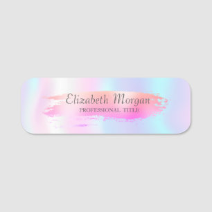 Brush Stroke,Colourful Holographic Name Tag