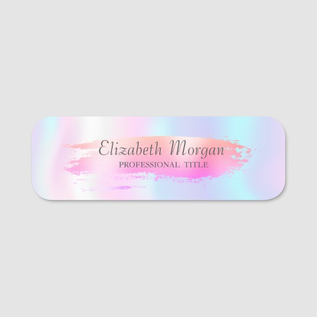 Brush Stroke,Colourful Holographic Name Tag (Front)