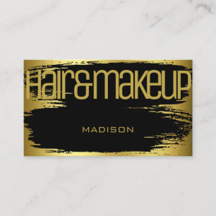 Brush Stroke Gold Black Glamourous Luxury Beauty Business Card