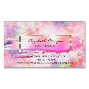 Brush Stroke,Gold Frame Colourful Holographic  Magnetic Business Card