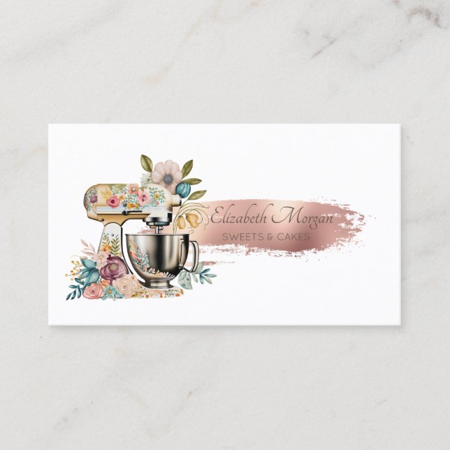  Brush Stroke Pastry  Floral Mixer Business Card (Front)