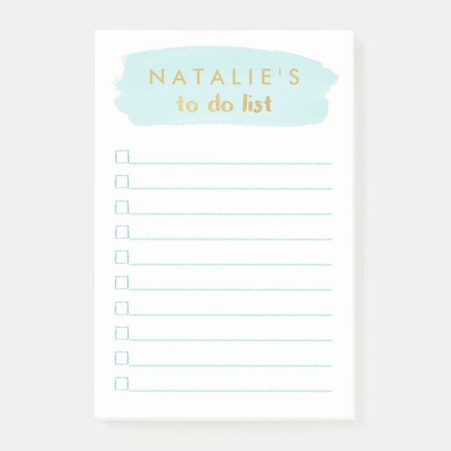 Brush Stroke Personalised To Do List Post-it Notes (Front)