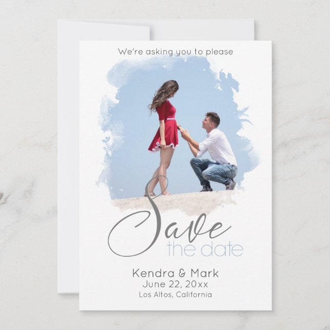Brush Stroke Photo Window  Save the Date Invitation (Front)