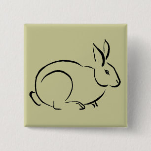 Brush stroke rabbit 15 cm square badge