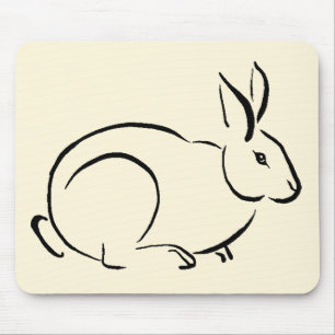 Brush stroke rabbit mouse mat