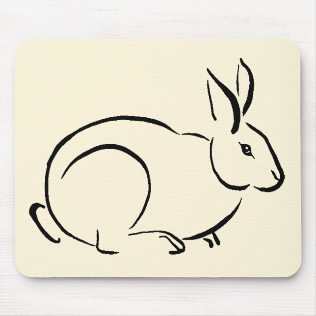 Brush stroke rabbit mouse mat (Front)