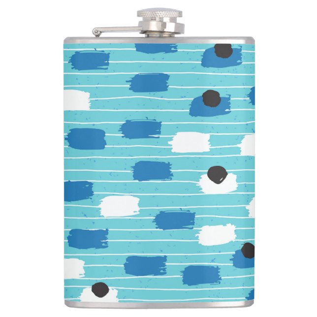 Brush stroke seamless pattern, hand-drawn. hip flask (Front)