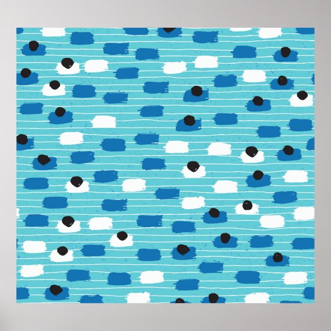 Brush stroke seamless pattern, hand-drawn. poster (Front)