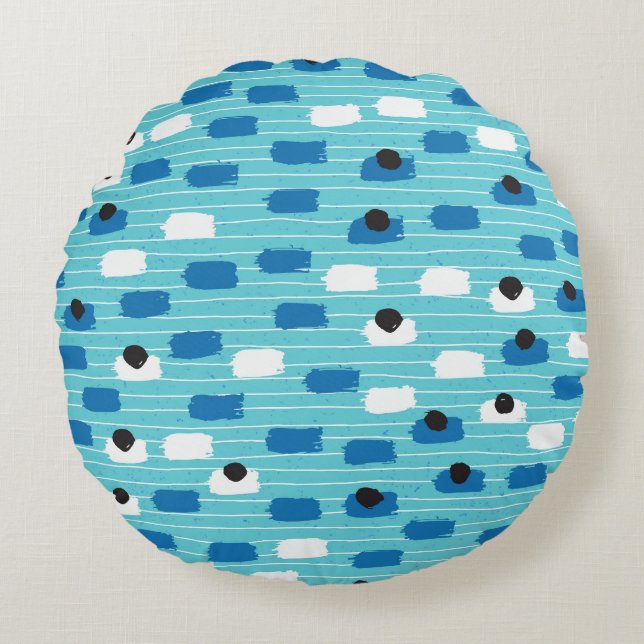 Brush stroke seamless pattern, hand-drawn. round cushion (Front)