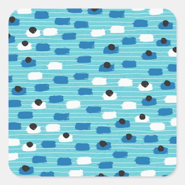 Brush stroke seamless pattern, hand-drawn. square sticker (Front)