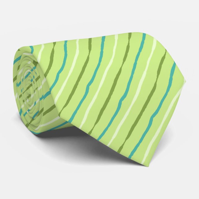 Brush Stroke Striped Lime Two-Sided Tie (Rolled)
