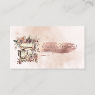 Brush Stroke Vintage Hand Tools Floral Mixer Business Card