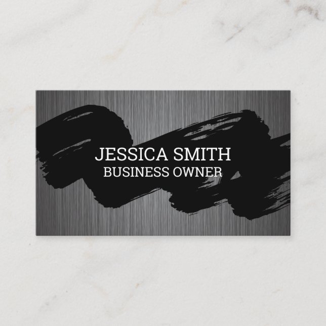 Brush Stroked | Metallic Brushed Business Card (Front)