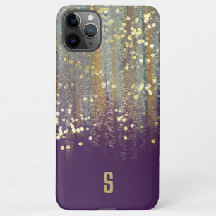 Brush Strokes and Confetti Dots with Gold Monogram iPhone 11Pro Max Case