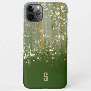 Brush Strokes and Confetti Dots with Gold Monogram iPhone 11Pro Max Case