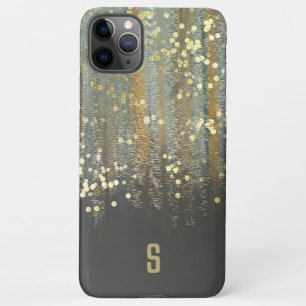 Brush Strokes and Confetti Dots with Gold Monogram iPhone 11Pro Max Case