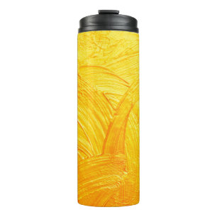 Brush strokes and curves gold abstract background thermal tumbler