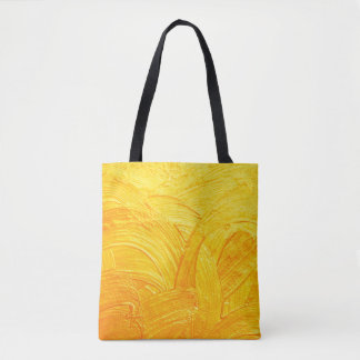 Brush strokes and curves gold abstract background tote bag