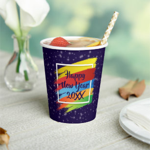 Brush Strokes Happy New Year 20xx Party Paper Cups