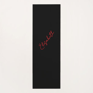 Brush Strokes in red, black and white & your name Yoga Mat