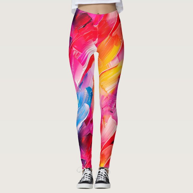 brush strokes pattern 2 leggings (Front)