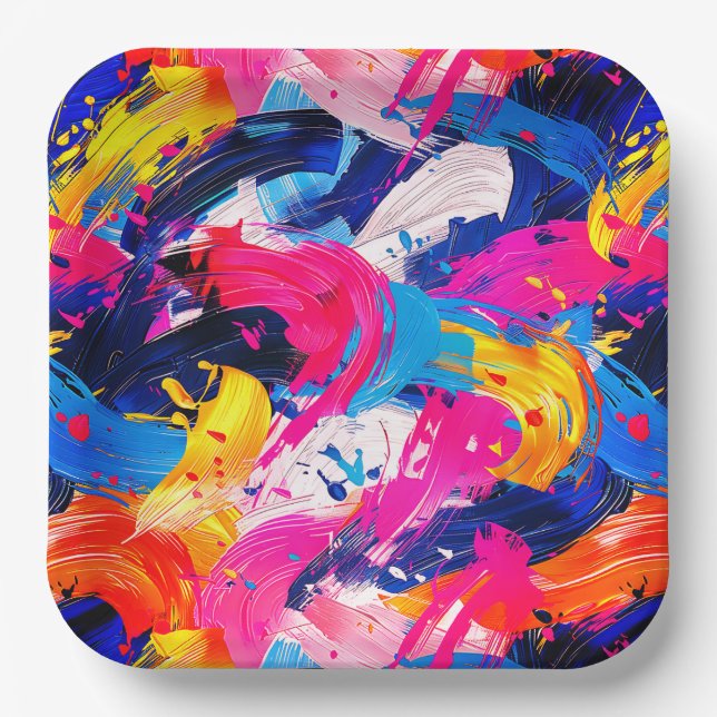 brush strokes pattern paper plate (Front)