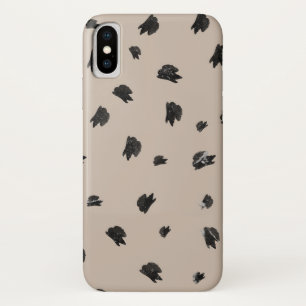 Brush strokes polka dots on beige iPhone x case