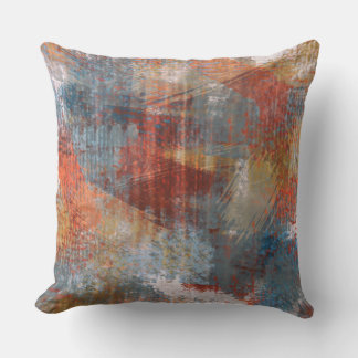 Brush Strokes Texture Abstract Pattern Red Blue Cushion