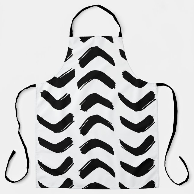 Brush strokes vintage seamless pattern. Black and  Apron (Front)
