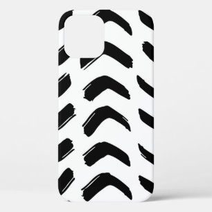 Brush strokes vintage seamless pattern. Black and iPhone 12 Case