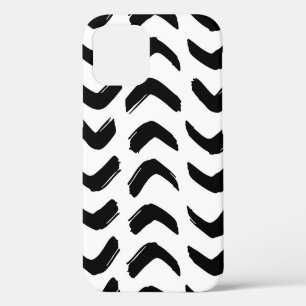 Brush strokes vintage seamless pattern. Black and iPhone 12 Case
