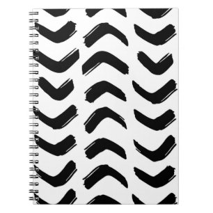 Brush strokes vintage seamless pattern. Black and  Notebook