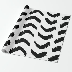 Brush strokes vintage seamless pattern. Black and  Wrapping Paper