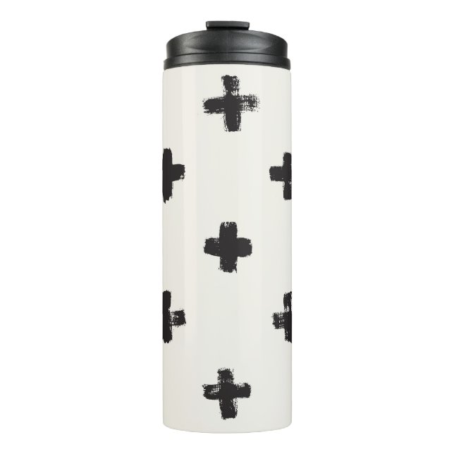 Brush Strokes Vintage Seamless Pattern Thermal Tumbler (Front)
