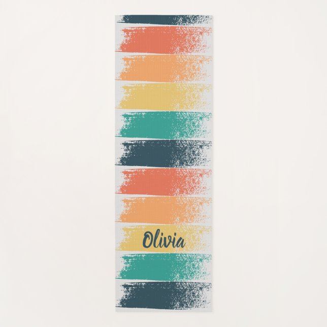  Brush Strokes with Retro Colours Yoga Mat (Front)
