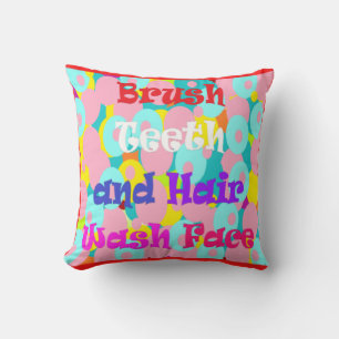 Brush Teeth Hair Wash Face fun kids bright design Cushion